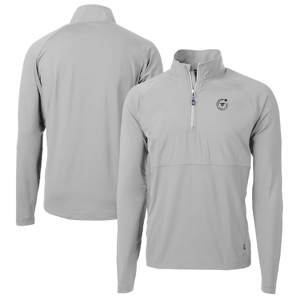 Men's Cutter & Buck Gray Fanatics Make-A-Wish Adapt Eco Knit Hybrid Recycled Quarter-Zip Pullover Jacket