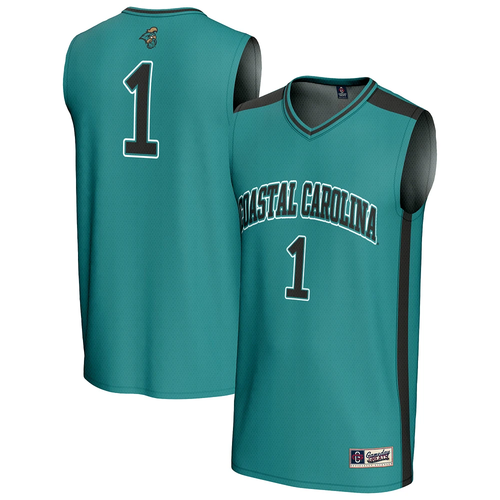 Youth GameDay Greats #1 Teal Coastal Carolina Chanticleers Lightweight Basketball Fashion Jersey