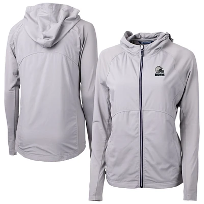 Women's Cutter & Buck Gray Cleveland Browns Adapt Eco Knit Hybrid Recycled Full-Zip Jacket