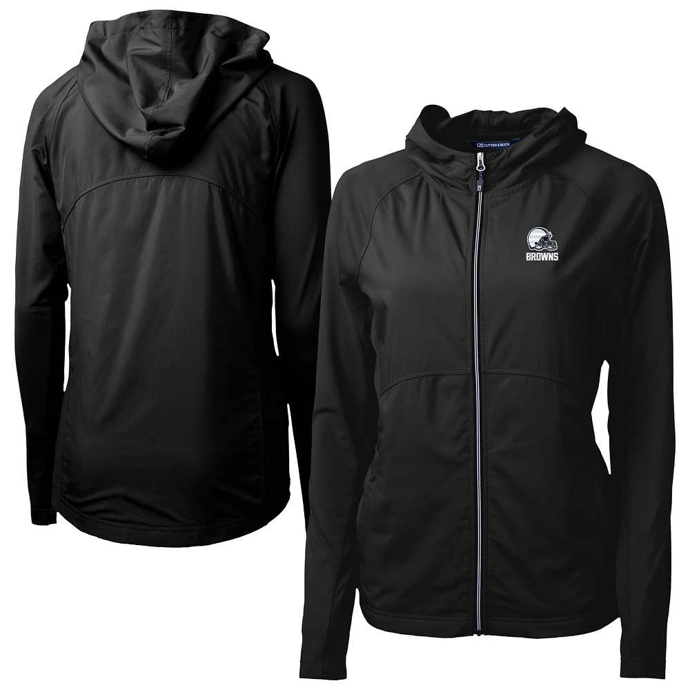 Women's Cutter & Buck Black Cleveland Browns Adapt Eco Knit Hybrid Recycled Full-Zip Jacket
