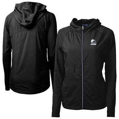 Women's Cutter & Buck Black Cleveland Browns Adapt Eco Knit Hybrid Recycled Full-Zip Jacket