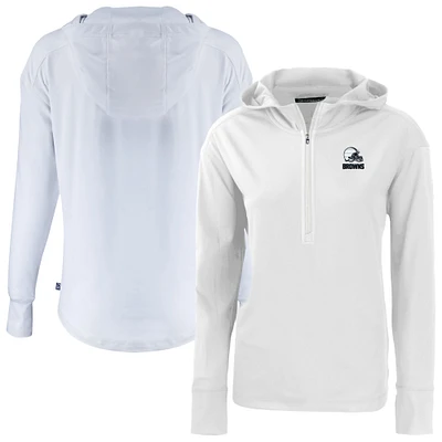 Women's Cutter & Buck White Cleveland Browns Daybreak Eco Recycled Half-Zip Hoodie