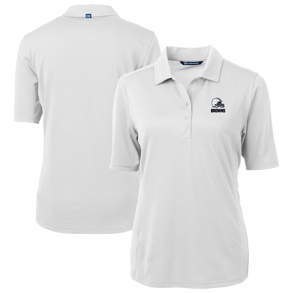 Women's Cutter & Buck White Cleveland Browns Virtue Eco Pique Recycled Polo