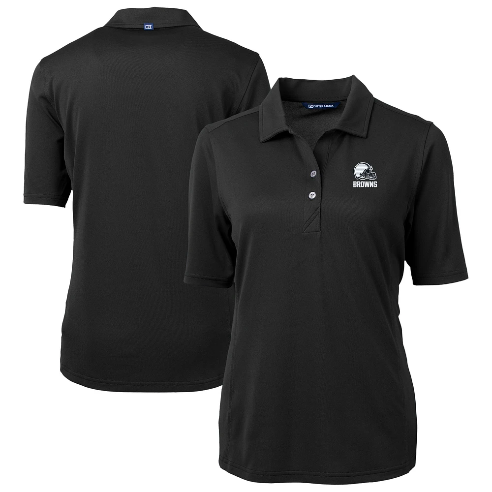 Women's Cutter & Buck Black Cleveland Browns Virtue Eco Pique Recycled Polo