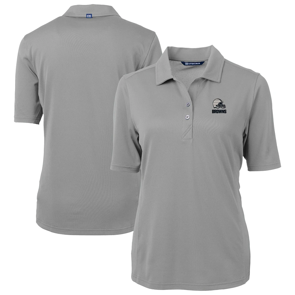 Women's Cutter & Buck Gray Cleveland Browns Virtue Eco Pique Recycled Polo