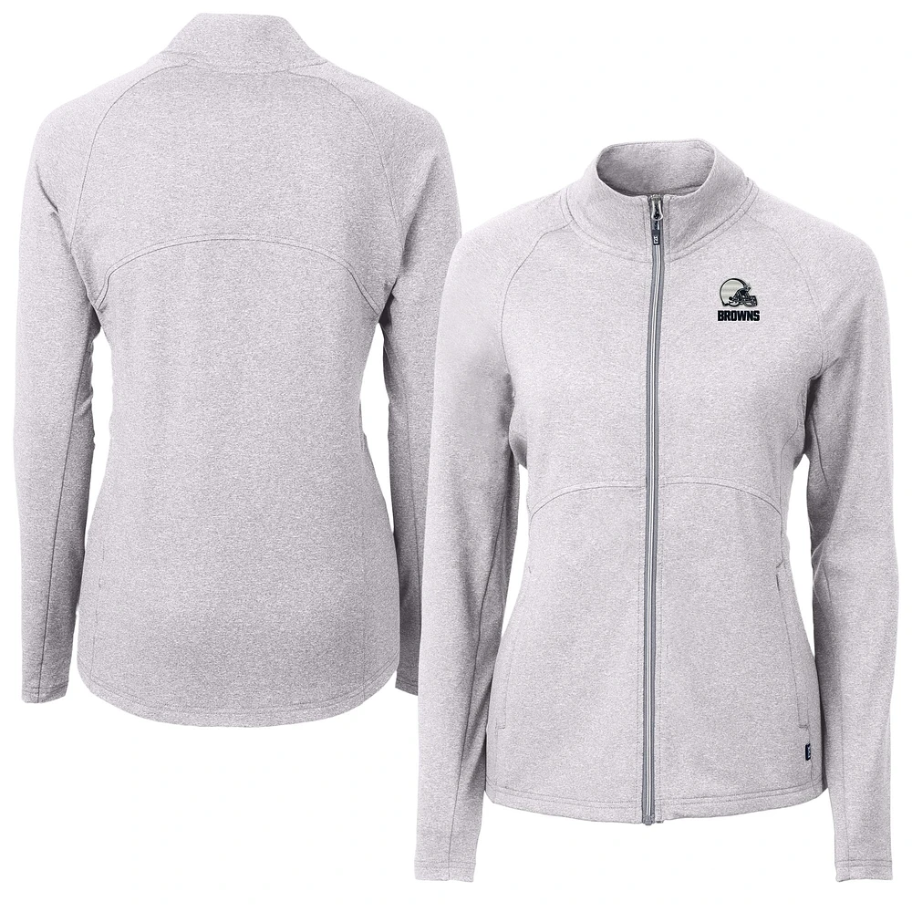 Women's Cutter & Buck Heather Gray Cleveland Browns Adapt Eco Knit Recycled Full-Zip Jacket