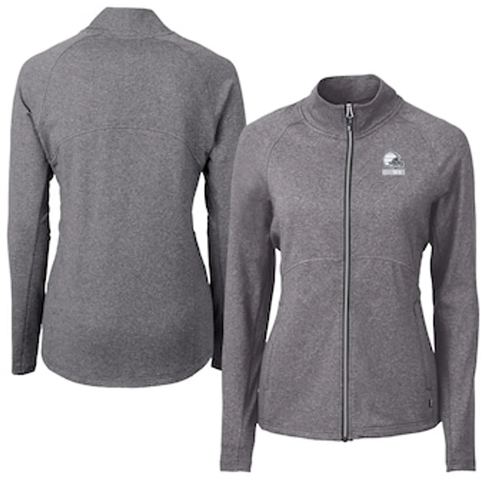 Women's Cutter & Buck Heather Black Cleveland Browns Adapt Eco Knit Recycled Full-Zip Jacket