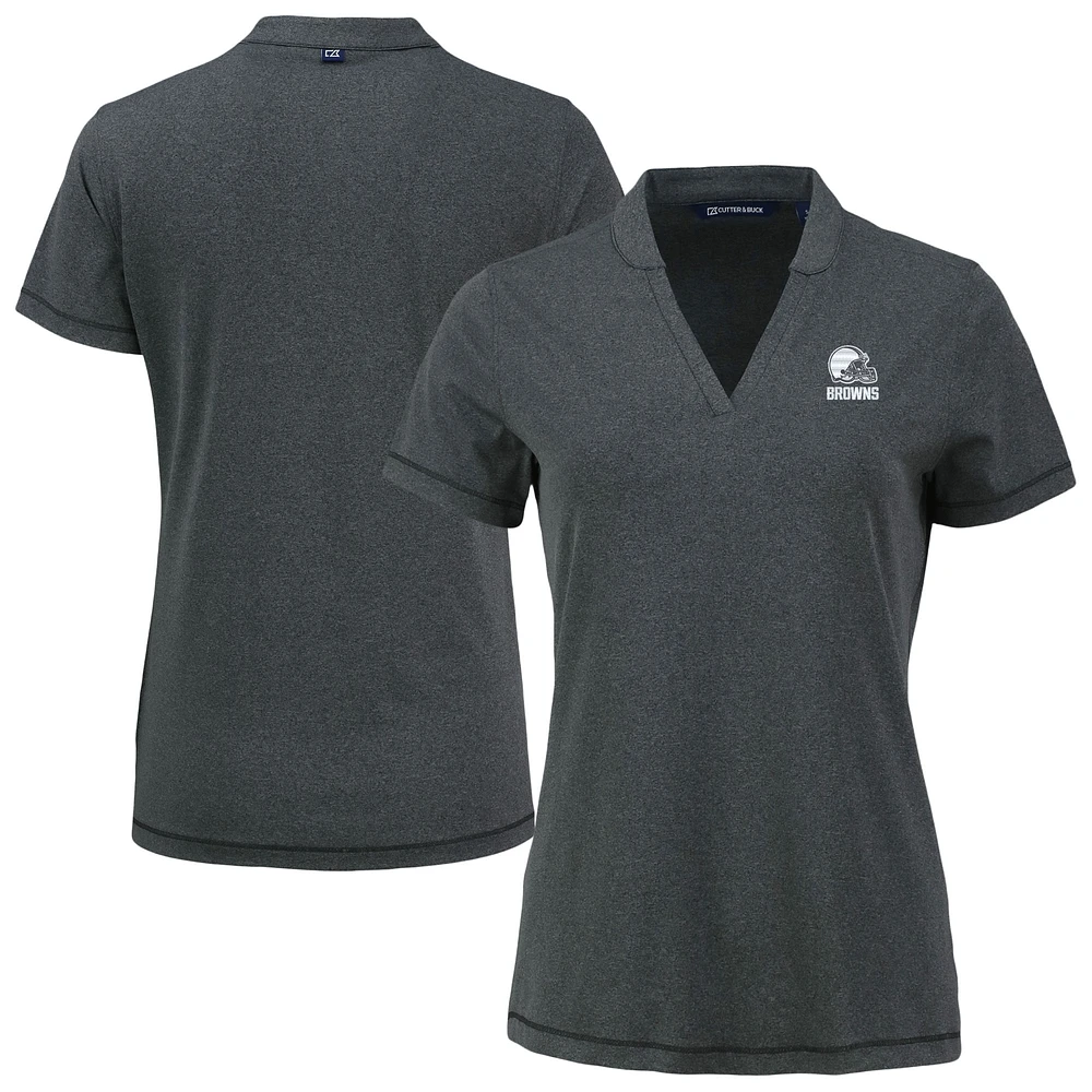 Women's Cutter & Buck Heather Black Cleveland Browns Forge Heathered Stretch Blade Top