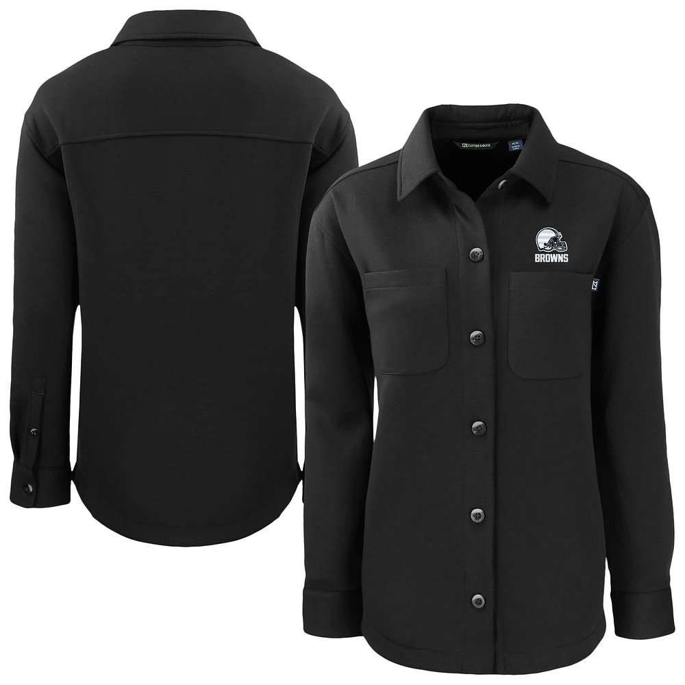 Women's Cutter & Buck Black Cleveland Browns Roam Eco Recycled Button-Up Shirt Jacket
