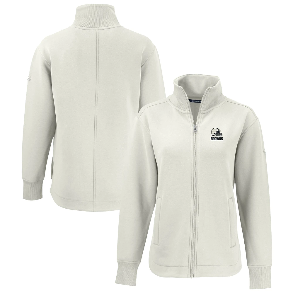 Women's Cutter & Buck Tan Cleveland Browns Roam Eco Recycled Full-Zip Jacket