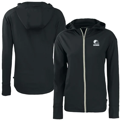 Women's Cutter & Buck Black Cleveland Browns Daybreak Eco Recycled Full-Zip Hoodie