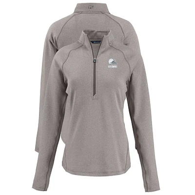 Women's Cutter & Buck Heather Gray Cleveland Browns Peshastin Eco Fleece Recycled Half-Zip Pullover Top