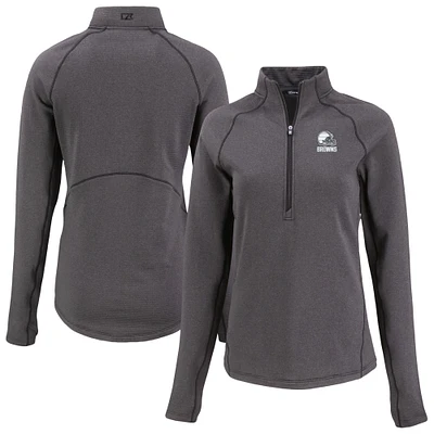 Women's Cutter & Buck Heather Black Cleveland Browns Peshastin Eco Fleece Recycled Half-Zip Pullover Top