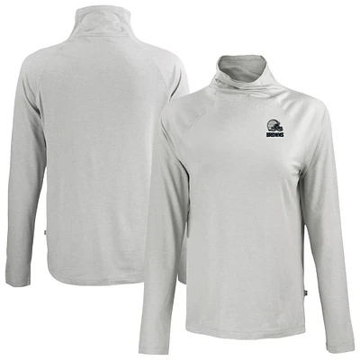 Women's Cutter & Buck Gray Cleveland Browns Coastline Epic Comfort Eco Recycled Funnel Neck Raglan Pullover Top