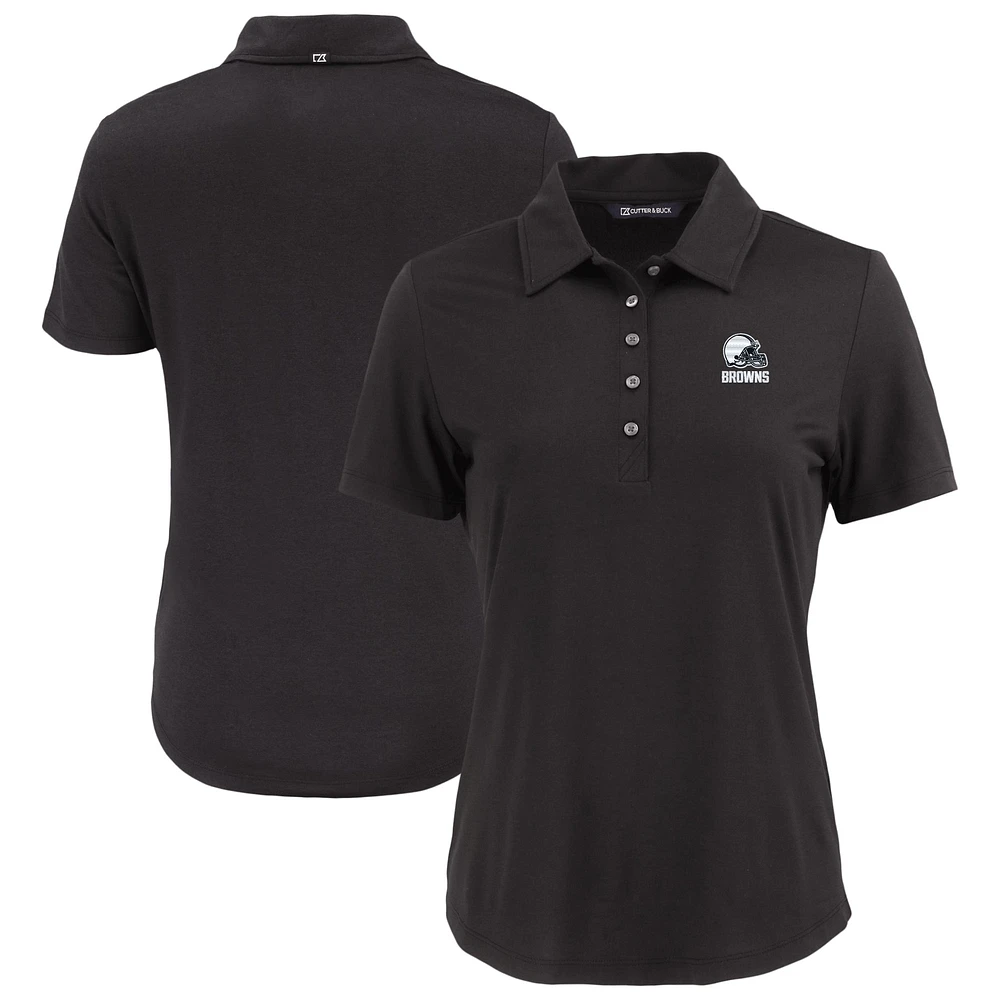 Women's Cutter & Buck Black Cleveland Browns Coastline Epic Comfort Recycled Polo