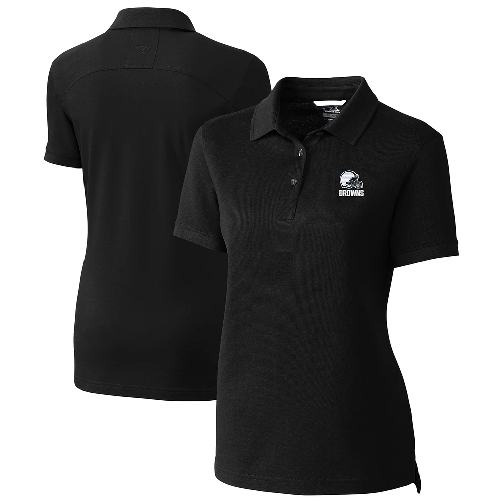 Women's Cutter & Buck Black Cleveland Browns Advantage Eco Tri-Blend Pique Polo