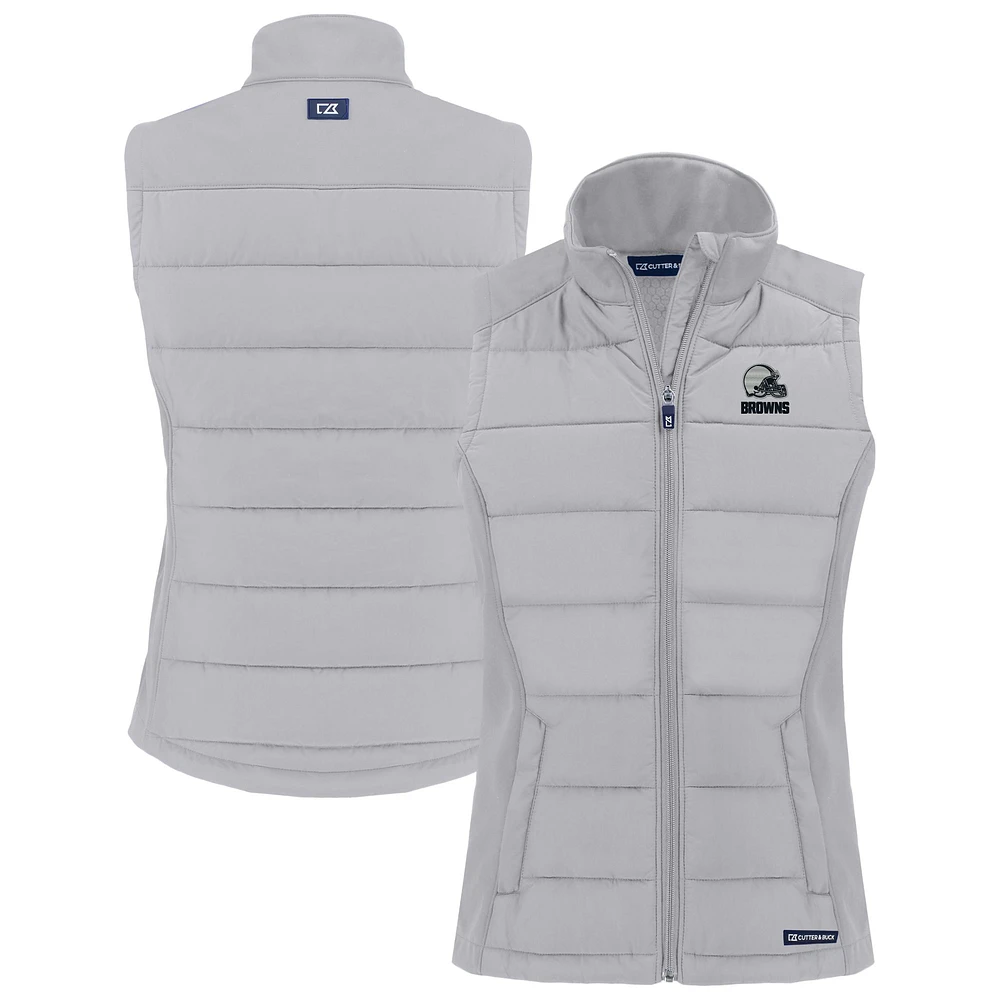 Women's Cutter & Buck Gray Cleveland Browns Evoke Hybrid Eco Softshell Recycled Full-Zip Vest