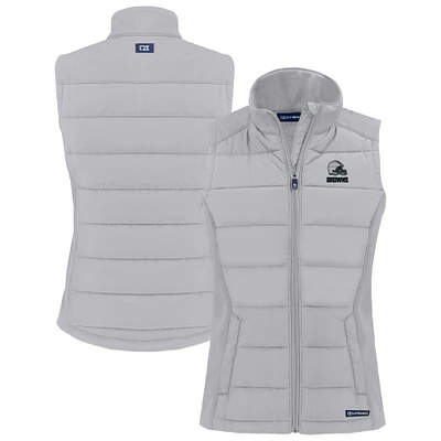 Women's Cutter & Buck Gray Cleveland Browns Evoke Hybrid Eco Softshell Recycled Full-Zip Vest