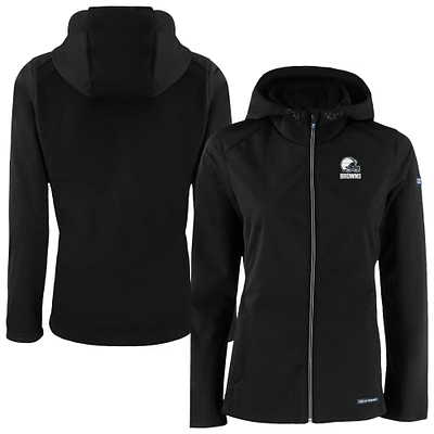 Women's Cutter & Buck Black Cleveland Browns Evoke Eco Softshell Recycled Full-Zip Hoodie Jacket
