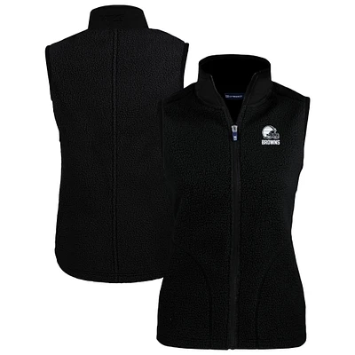 Women's Cutter & Buck /Black Cleveland Browns Cascade Eco Fleece Full-Zip Vest