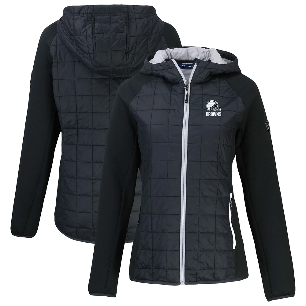 Women's Cutter & Buck Black Cleveland Browns Rainier Primaloft Eco Hybrid Full-Zip Jacket