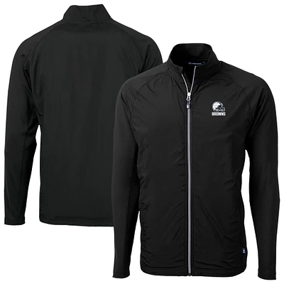 Men's Cutter & Buck Black Cleveland Browns Adapt Eco Knit Hybrid Recycled Full-Zip Jacket