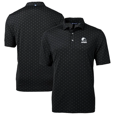 Men's Cutter & Buck Black Cleveland Browns Virtue Eco Pique Tile Print Recycled Polo