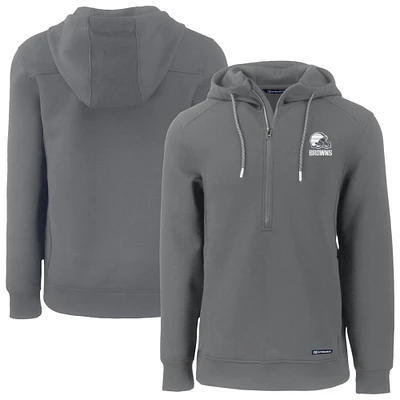 Men's Cutter & Buck Gray Cleveland Browns Roam Eco Recycled Half-Zip Pullover Hoodie