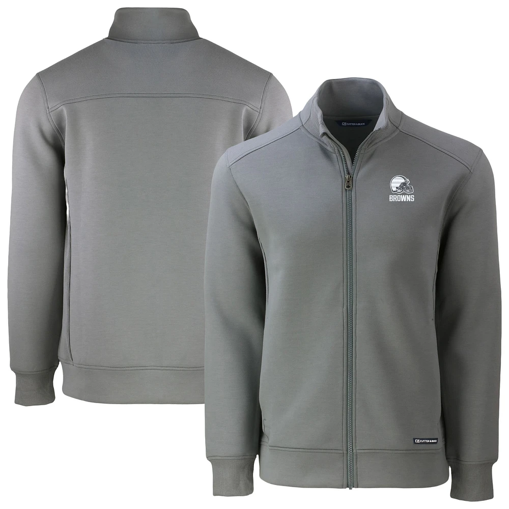Men's Cutter & Buck Gray Cleveland Browns Roam Eco Recycled Full-Zip Jacket