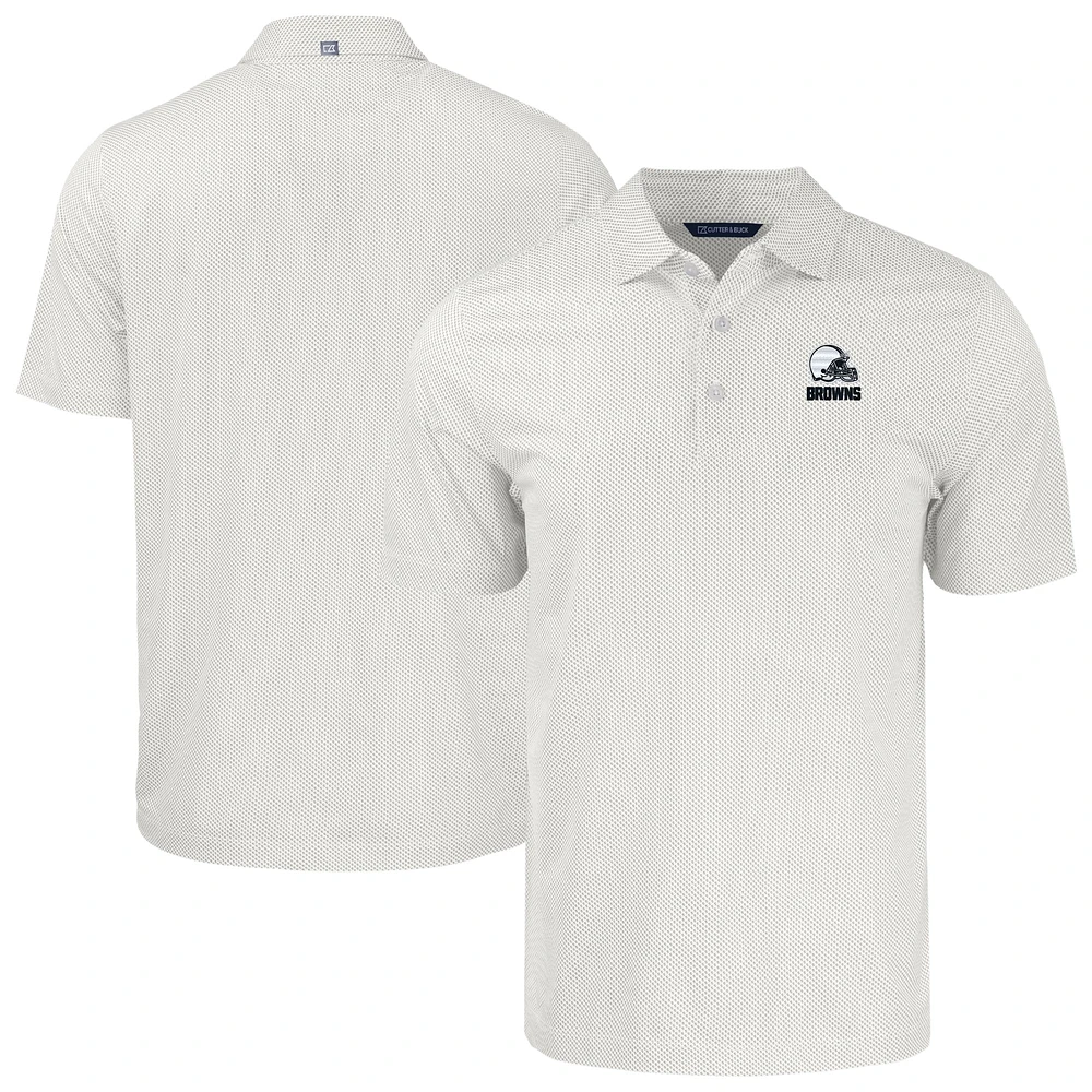 Men's Cutter & Buck White Cleveland Browns Pike Eco Symmetry Print Stretch Recycled Polo
