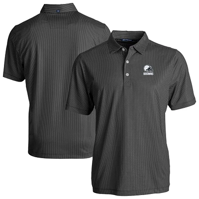 Men's Cutter & Buck Black Cleveland Browns Pike Eco Symmetry Print Stretch Recycled Polo