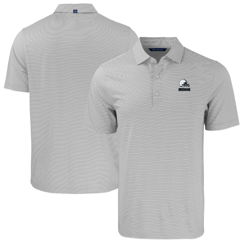 Men's Cutter & Buck Gray/White Cleveland Browns Forge Eco Double Stripe Stretch Recycled Polo