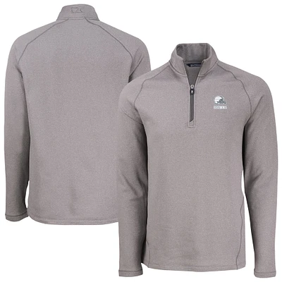 Men's Cutter & Buck Heather Gray Cleveland Browns Peshastin Eco Fleece Recycled Half-Zip Pullover