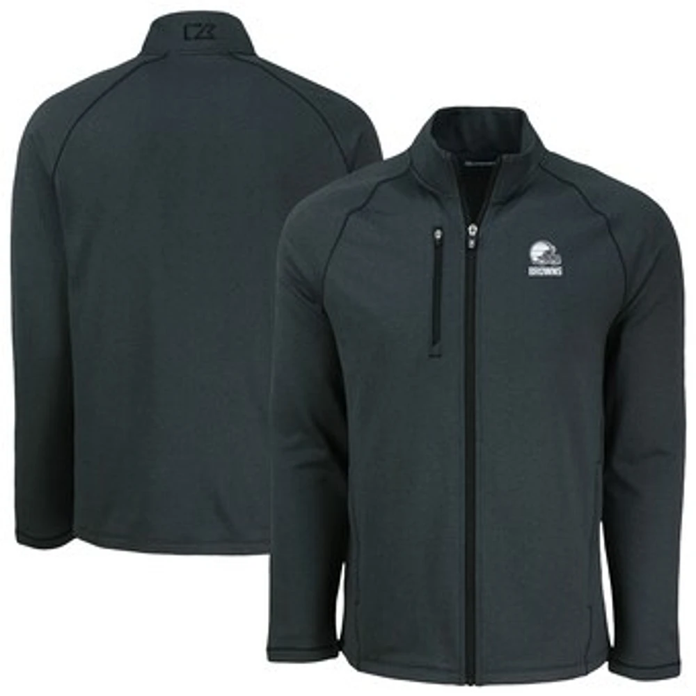 Men's Cutter & Buck Heather Black Cleveland Browns Peshastin Eco Fleece Recycled Full-Zip Jacket