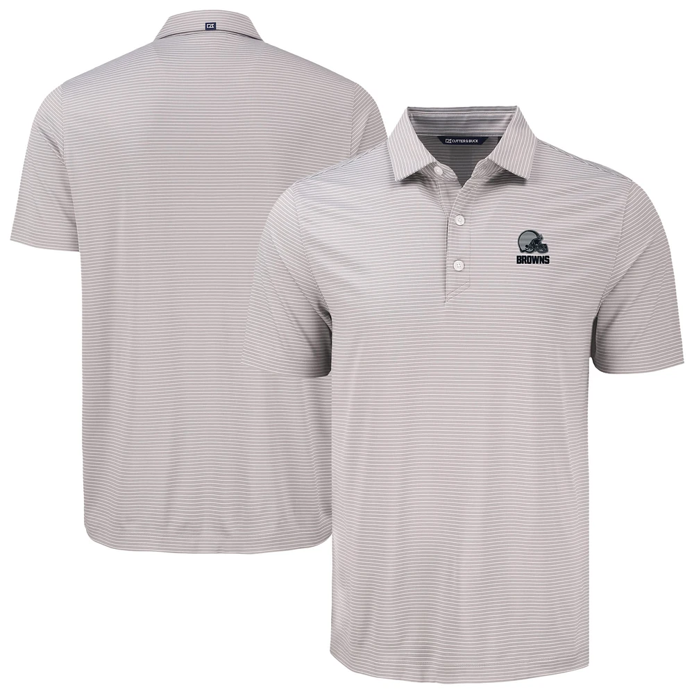Men's Cutter & Buck Gray/White Cleveland Browns Forge Eco Fine Line Stripe Stretch Recycled Polo