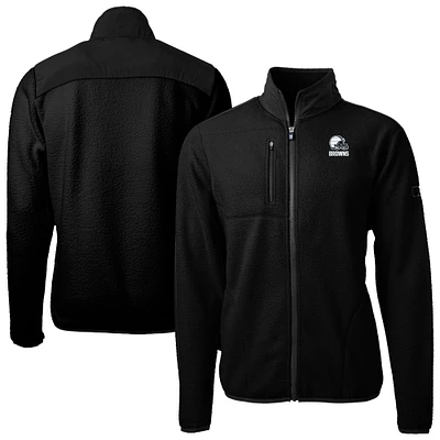 Men's Cutter & Buck Black Cleveland Browns Cascade Eco Fleece Full-Zip Jacket
