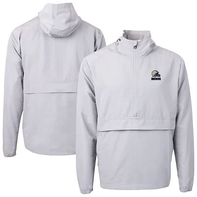 Men's Cutter & Buck Gray Cleveland Browns Charter Eco Recycled Anorak Half-Zip Hoodie Jacket