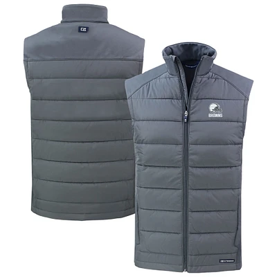 Men's Cutter & Buck Gray Cleveland Browns Evoke Hybrid Eco Softshell Recycled Full-Zip Vest