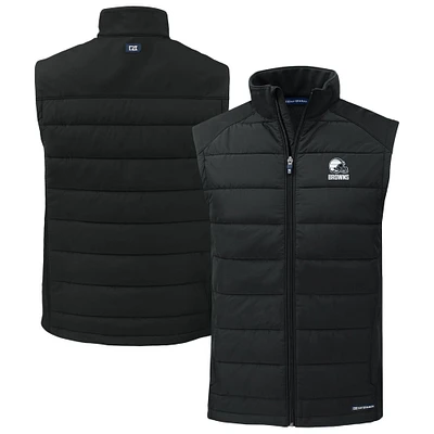 Men's Cutter & Buck  Black Cleveland Browns Evoke Hybrid Eco Softshell Recycled Full-Zip Vest