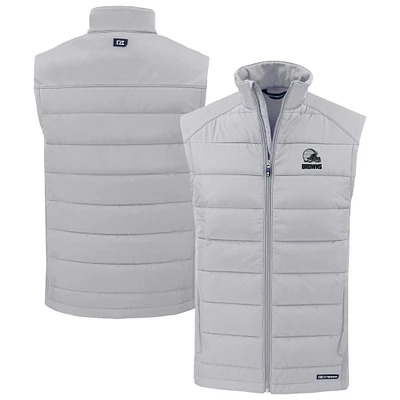 Men's Cutter & Buck Gray Cleveland Browns Evoke Hybrid Eco Softshell Recycled Full-Zip Vest
