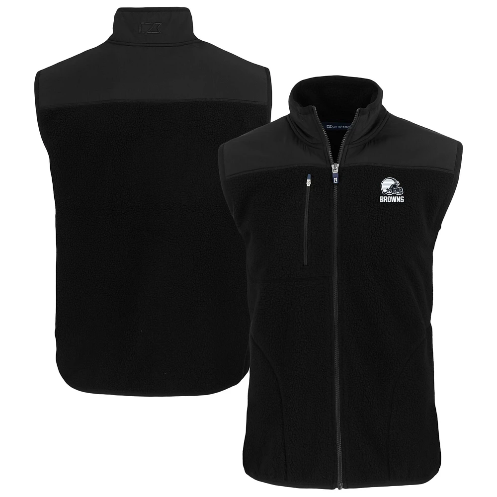 Men's Cutter & Buck Black Cleveland Browns Cascade Eco Sherpa Fleece Full-Zip Vest