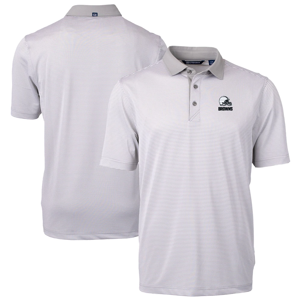 Men's Cutter & Buck Gray/White Cleveland Browns Big Tall Virtue Eco Pique Micro Stripe Recycled Polo