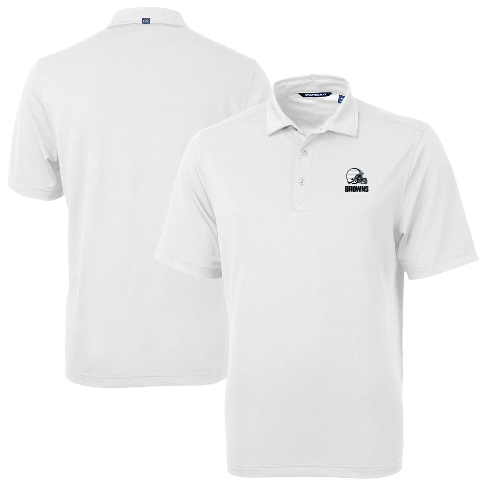 Men's Cutter & Buck White Cleveland Browns Big Tall Virtue Eco Pique Recycled Polo