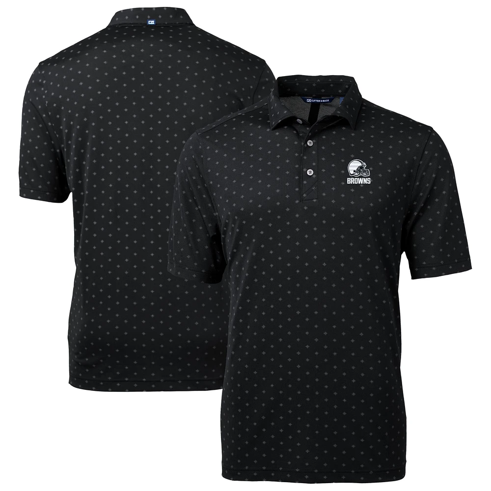 Men's Cutter & Buck Black Cleveland Browns Big Tall Virtue Eco Pique Tile Print Recycled Polo