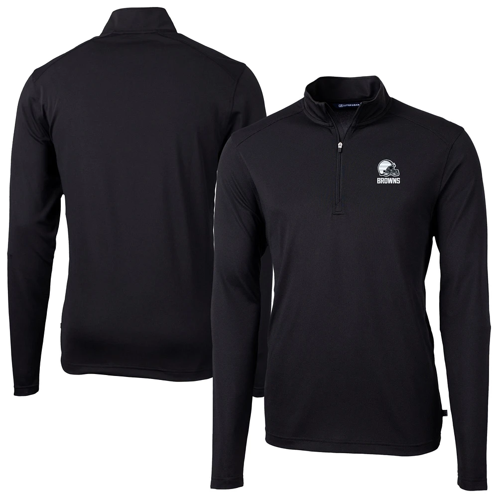 Men's Cutter & Buck Cleveland Browns Big Tall Virtue Eco Pique Recycled Quarter-Zip Pullover Top