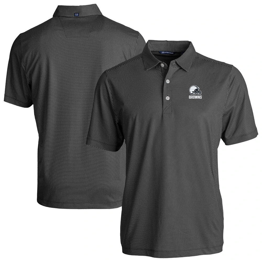 Men's Cutter & Buck Black Cleveland Browns Big Tall Pike Eco Symmetry Print Stretch Recycled Polo