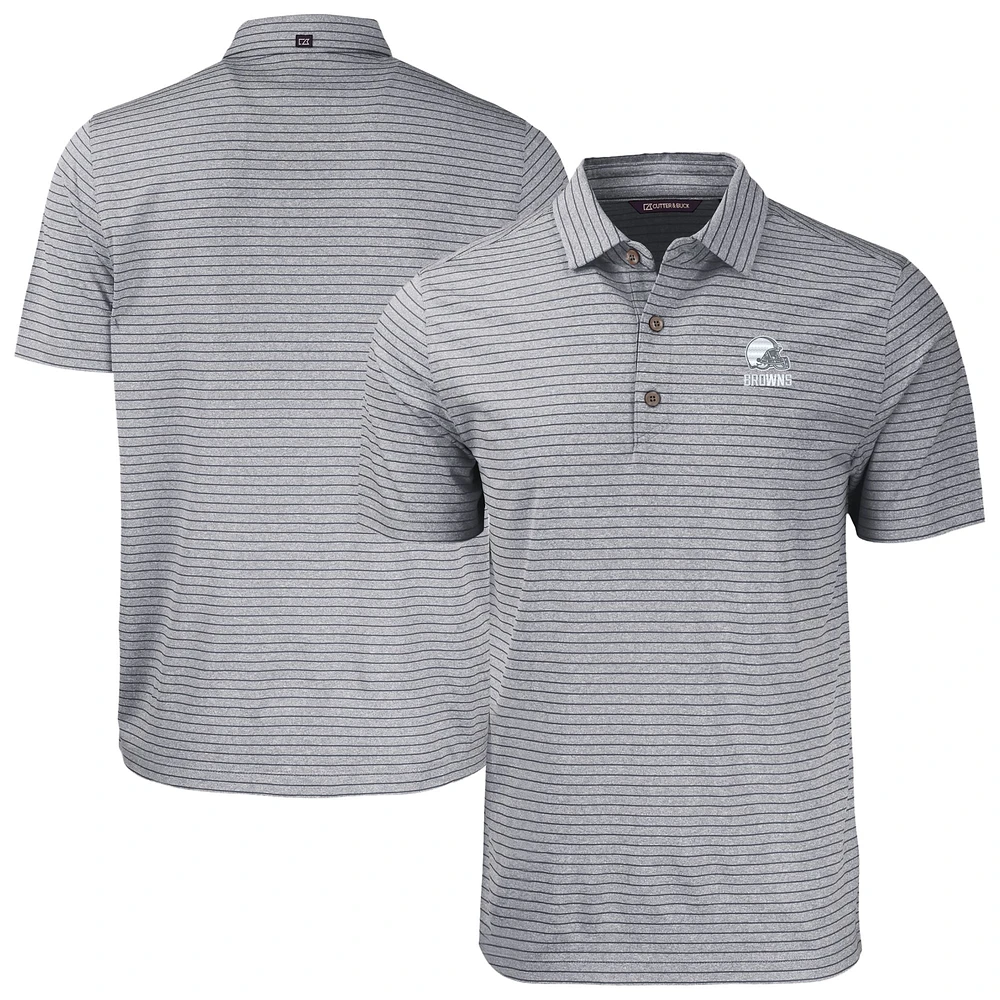 Men's Cutter & Buck Heather Charcoal Cleveland Browns Big Tall Forge Eco Stripe Stretch Recycled Polo
