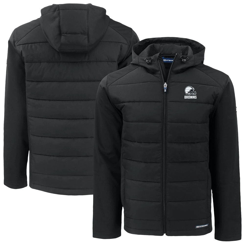 Men's Cutter & Buck Cleveland Browns Big Tall Evoke Hybrid Eco Softshell Recycled Full-Zip Hooded Jacket