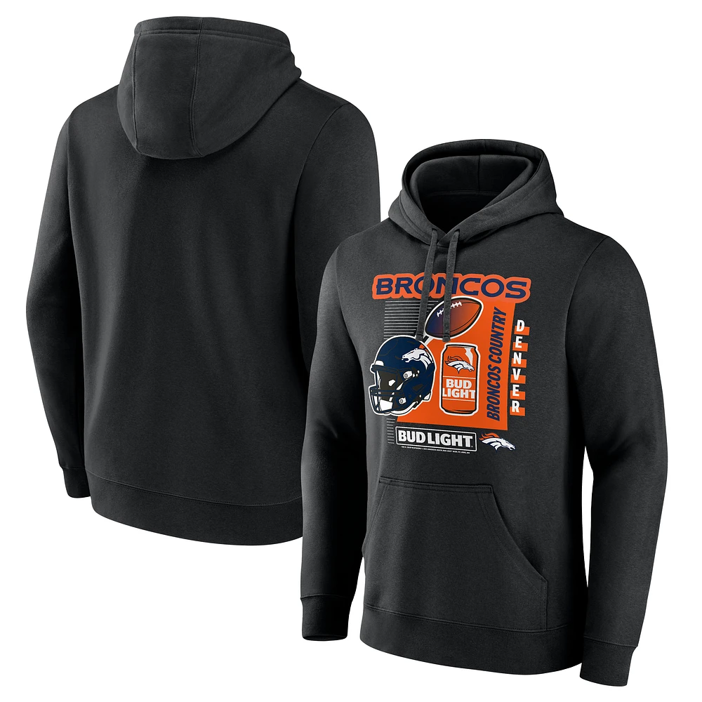 Men's Black Denver Broncos Bud Light Pullover Hoodie
