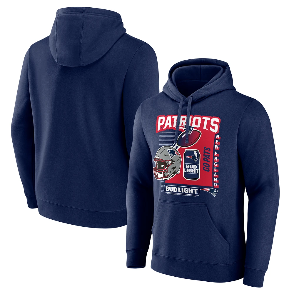 Men's Navy New England Patriots Bud Light Pullover Hoodie